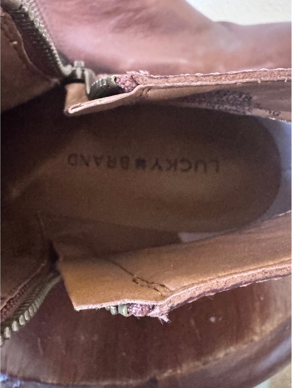 Lucky Brand Brown Leather Ankle Boots with Side Zipper - Picture 8 of 8